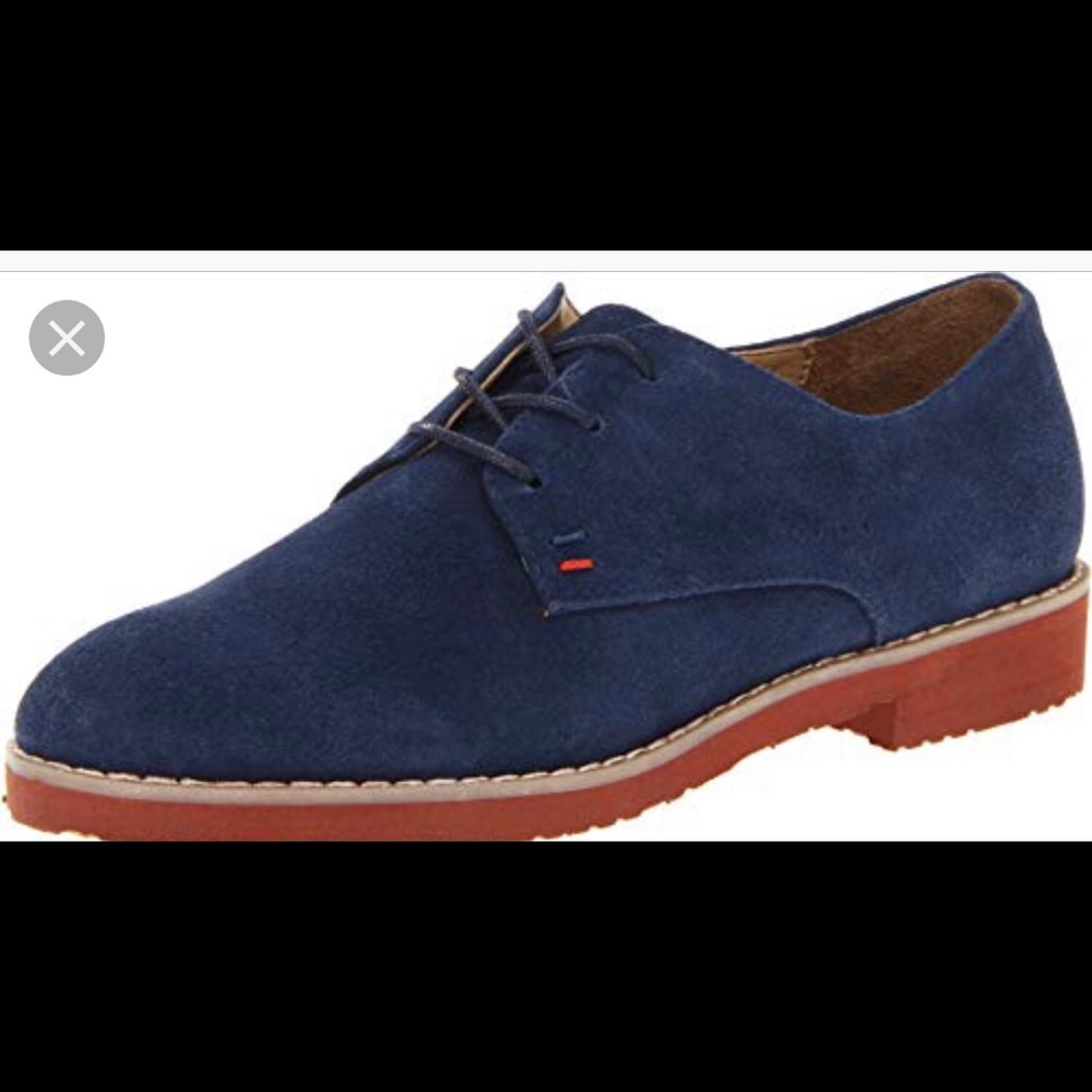 Tommy Hilfiger Blue Suede Oxford Shoes.